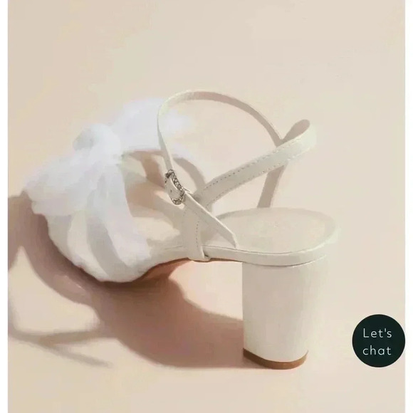 DB STUDIO Pleated Chiffon Bow Mid-Heel Sandals 7.5 - Picture 2 of 13